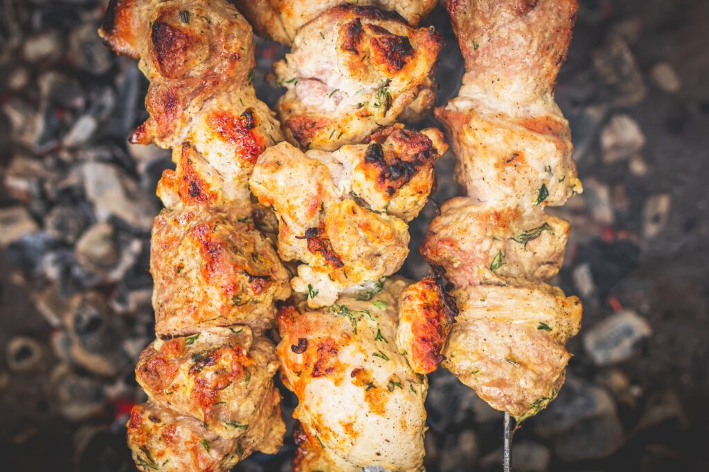 Meat skewer for a summer party