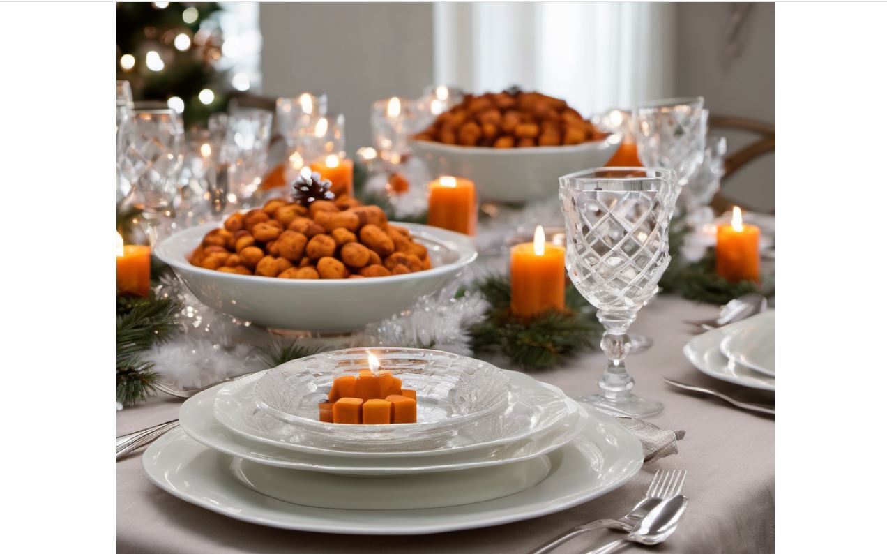 The Christmas Feast is the light of the elegantly set Christmas table